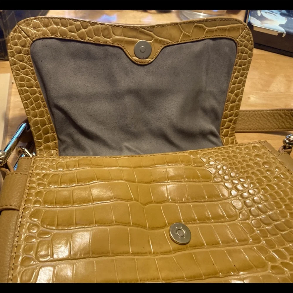 Vince Caputo  croc embossed medium leather shoulder bag - Picture 2 of 5